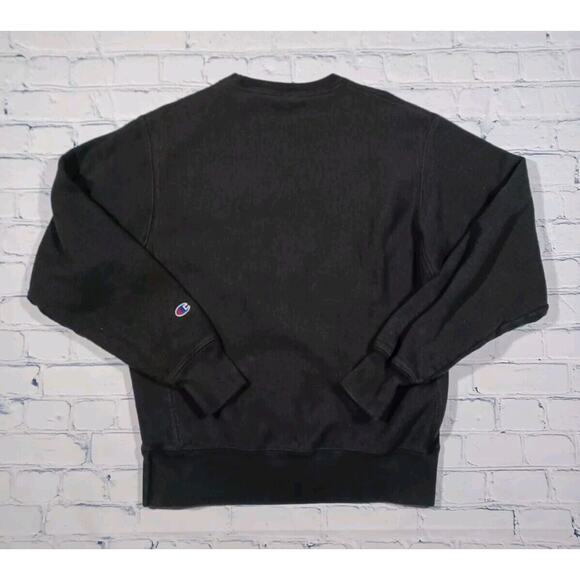 Champion Sweatshirt Mens M Black‎ Pullover Reverse Weave Embroidered Logo - Picture 3 of 3